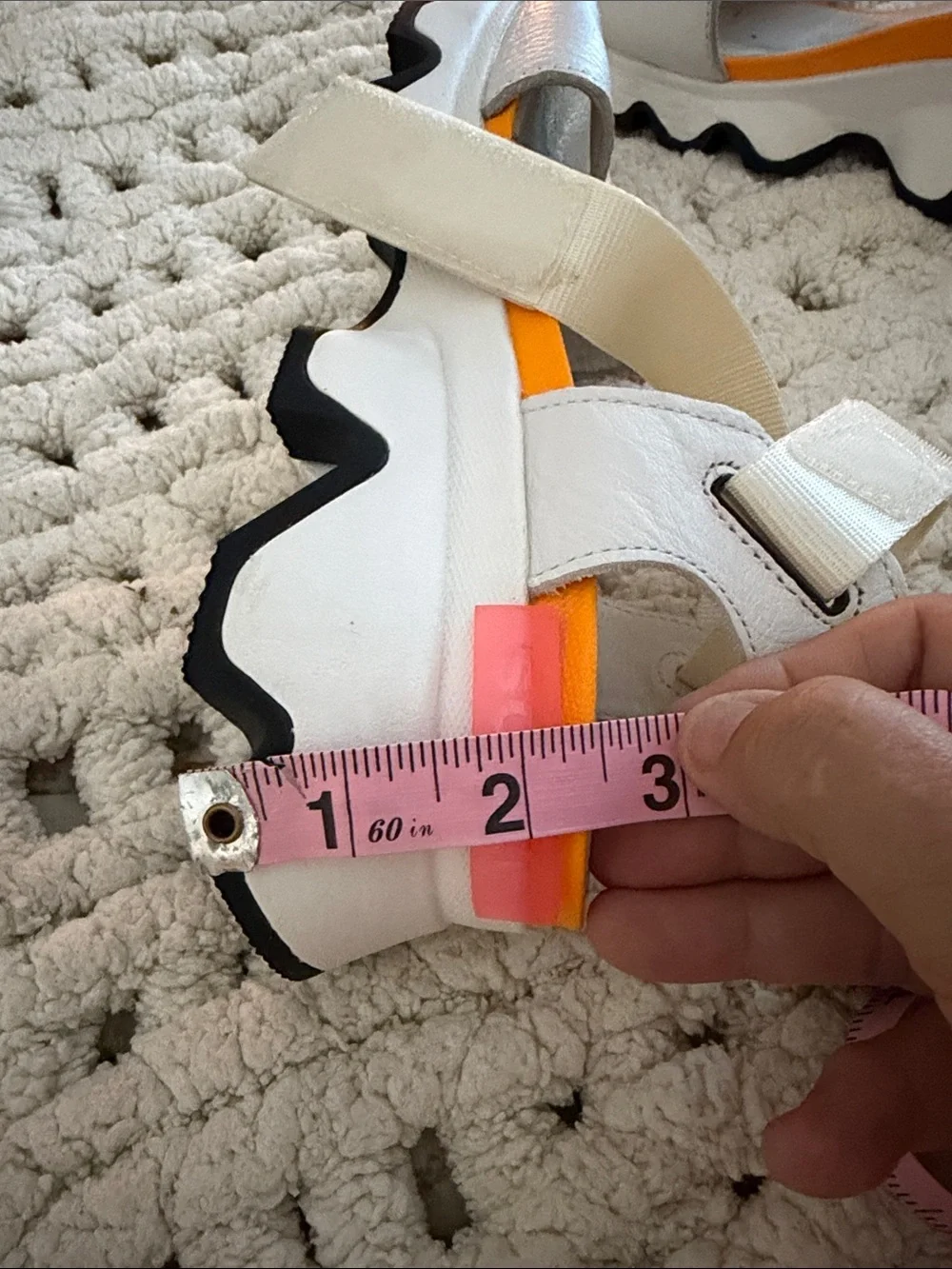 Sorel White Sandal with Orange and Teal Accents